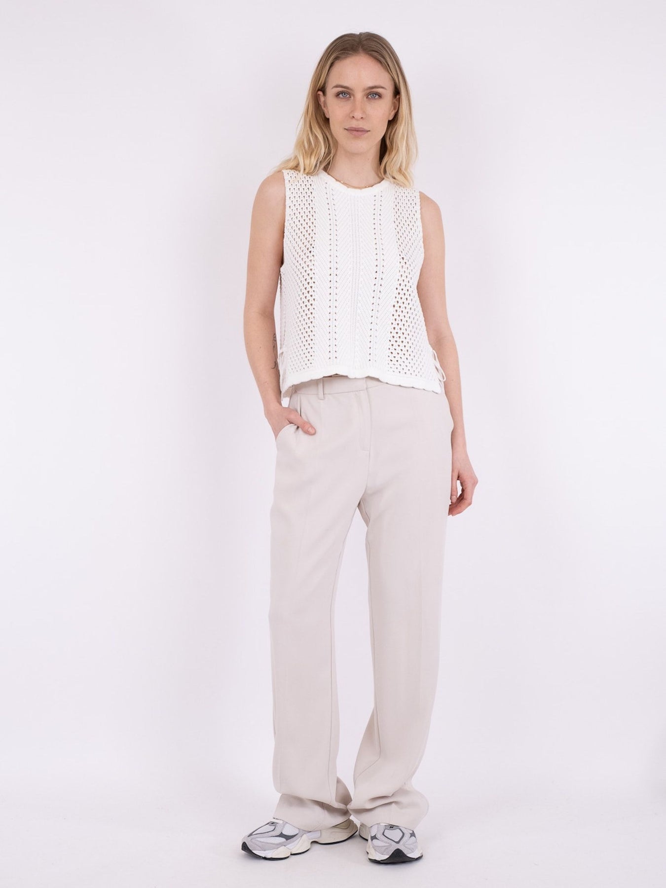 Aza Crochet Knit Top - Off White