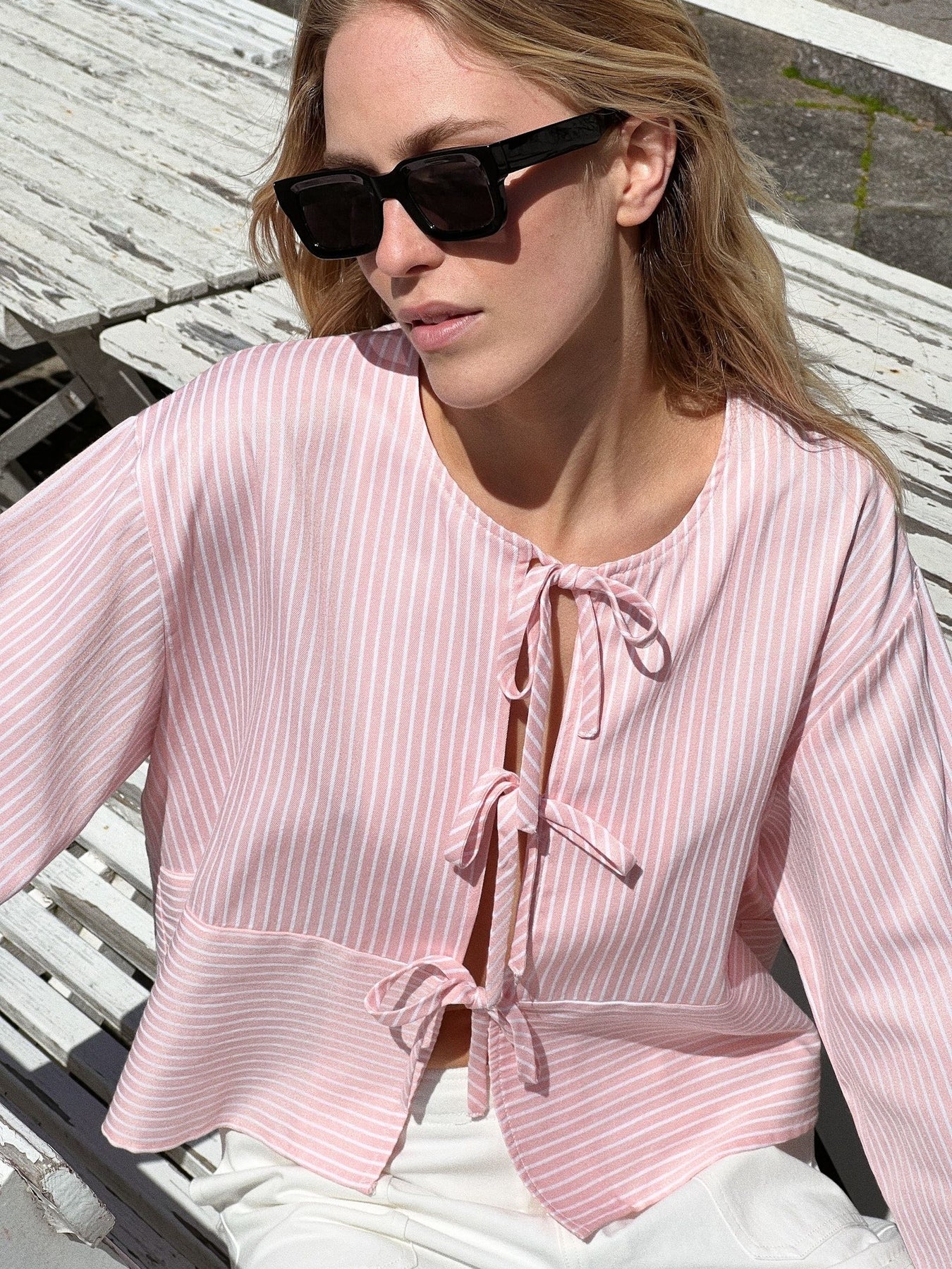 Wanda Stripe Shirt - Light Pink