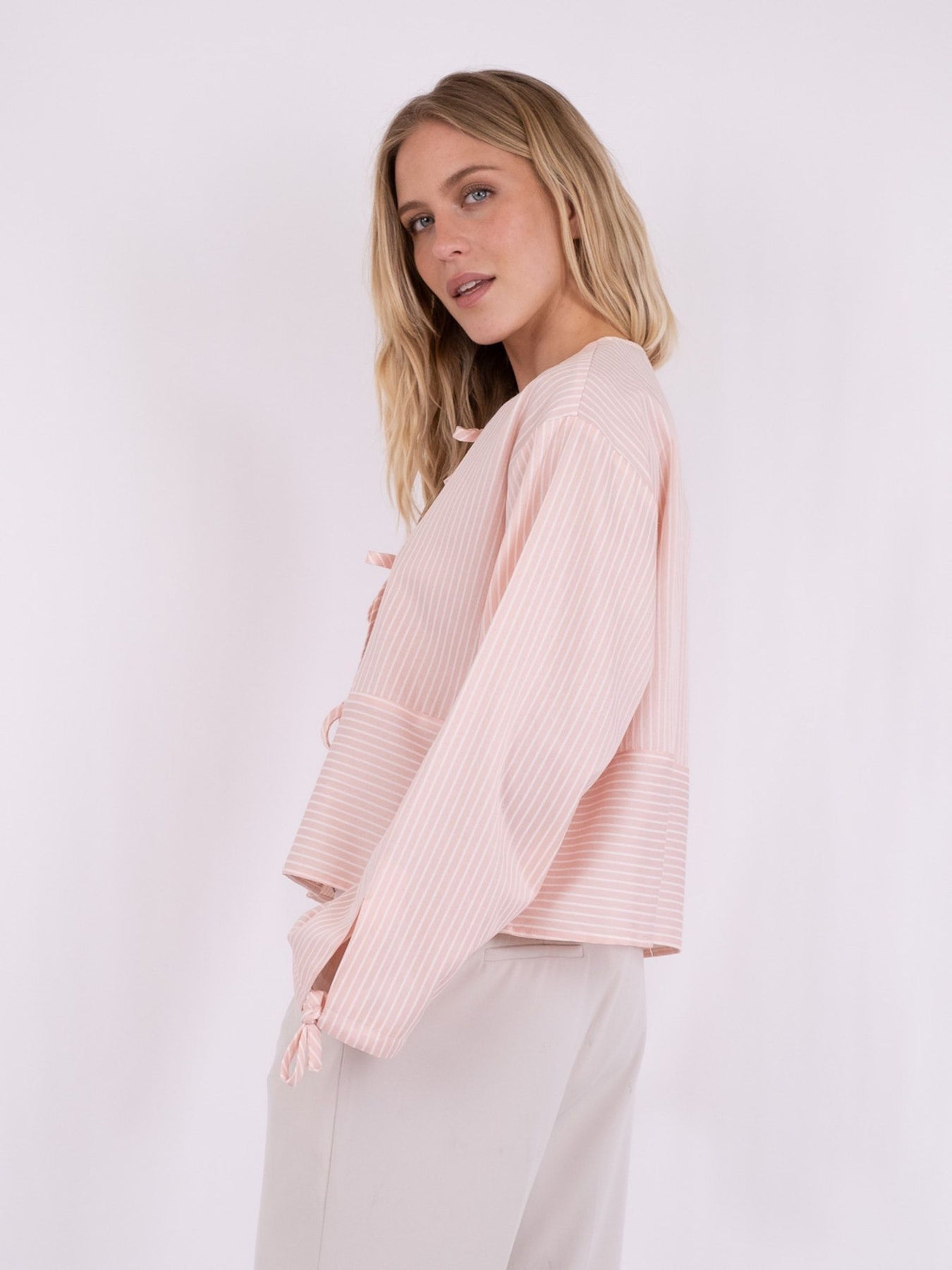 Wanda Stripe Shirt - Light Pink