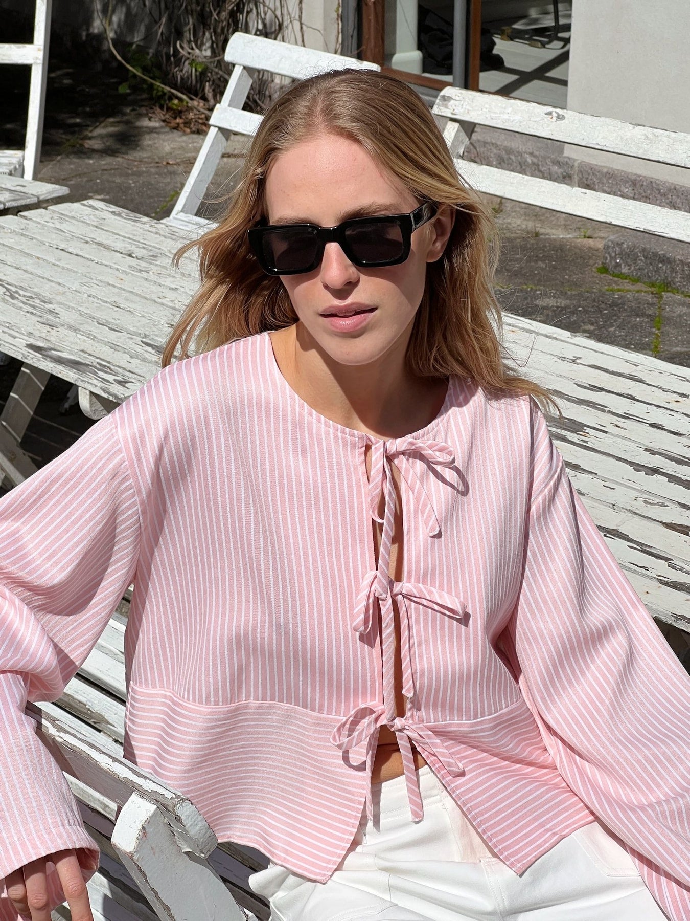 Wanda Stripe Shirt - Light Pink
