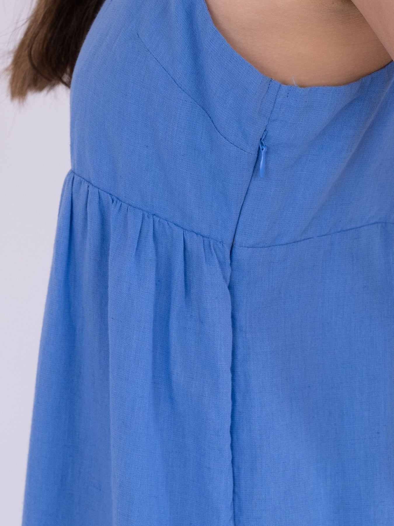 Haily Linen Dress - Dusty Blue