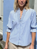 Briony Mix Stripe Blouse - Light Blue
