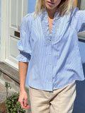 Briony Mix Stripe Blouse - Light Blue