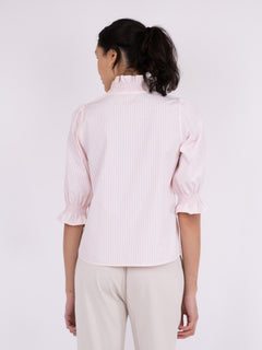 Briony Mix Stripe Blouse - Light Pink