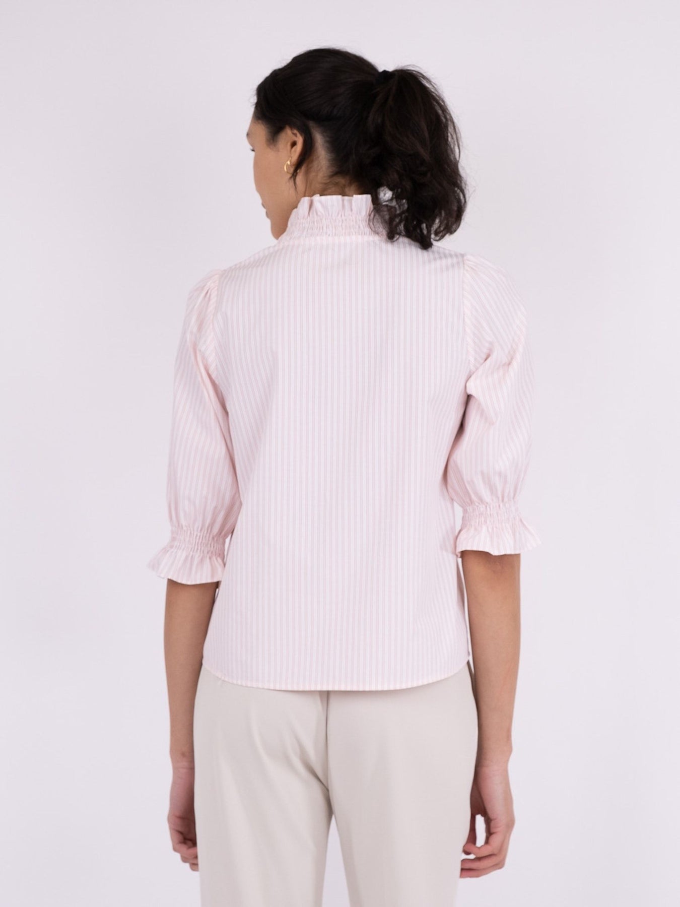 Briony Mix Stripe Blouse - Light Pink