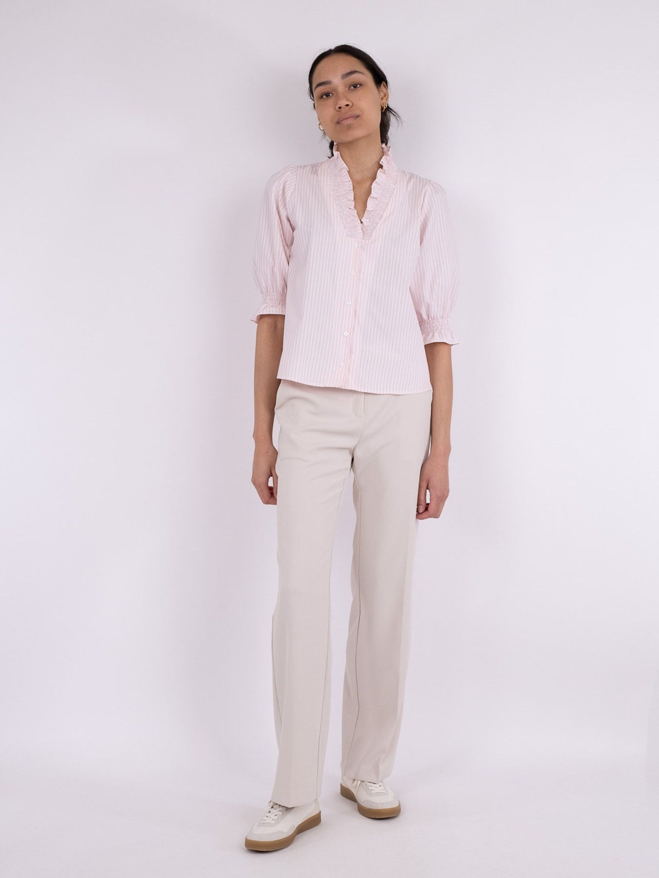 Briony Mix Stripe Blouse - Light Pink