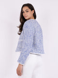 Toulouse Pattern Boucle Jacket - Dusty Blue