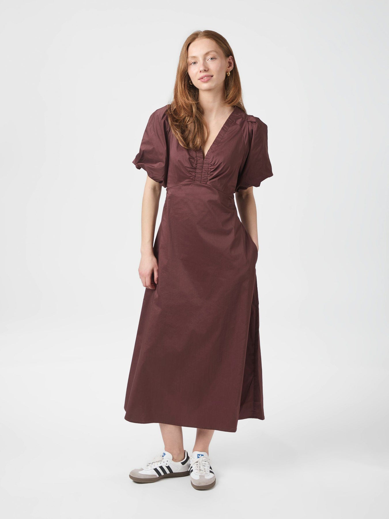 Illana Poplin Dress - Vinröd
