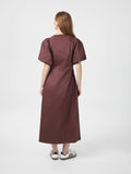 Illana Poplin Dress - Vinröd