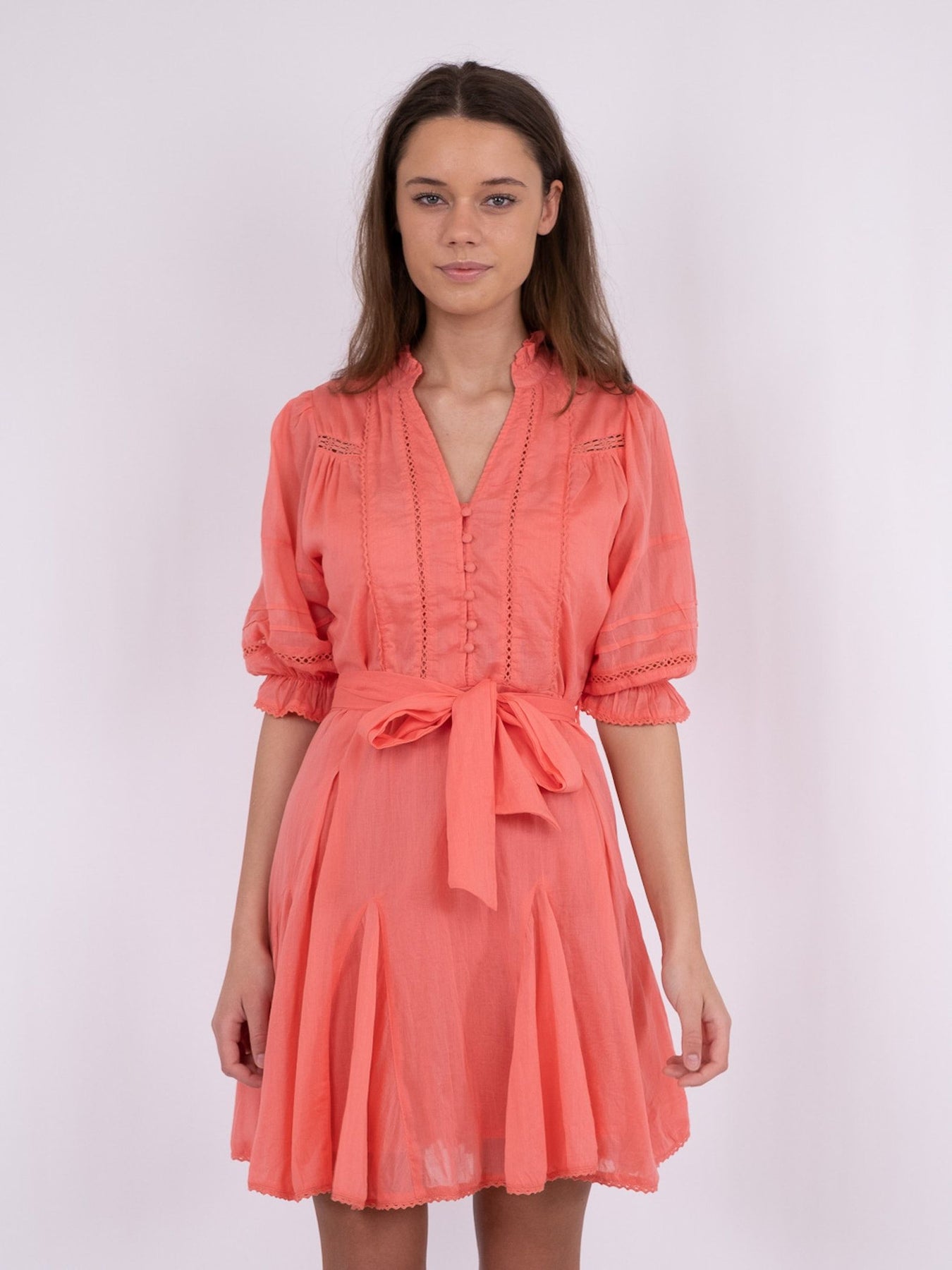 Rigitta S Voile Dress - Coral