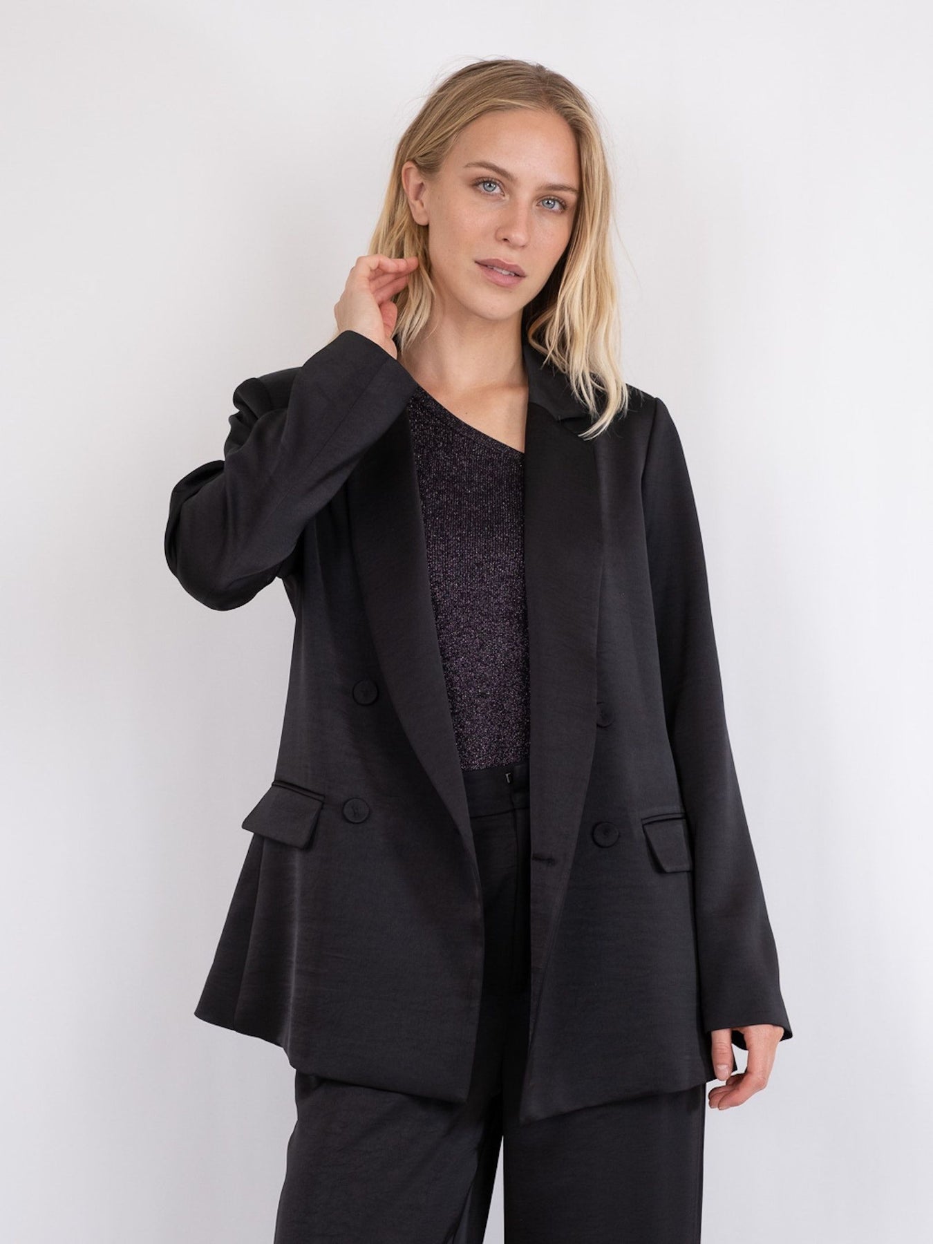 Jardin Heavy Sateen Blazer - Black