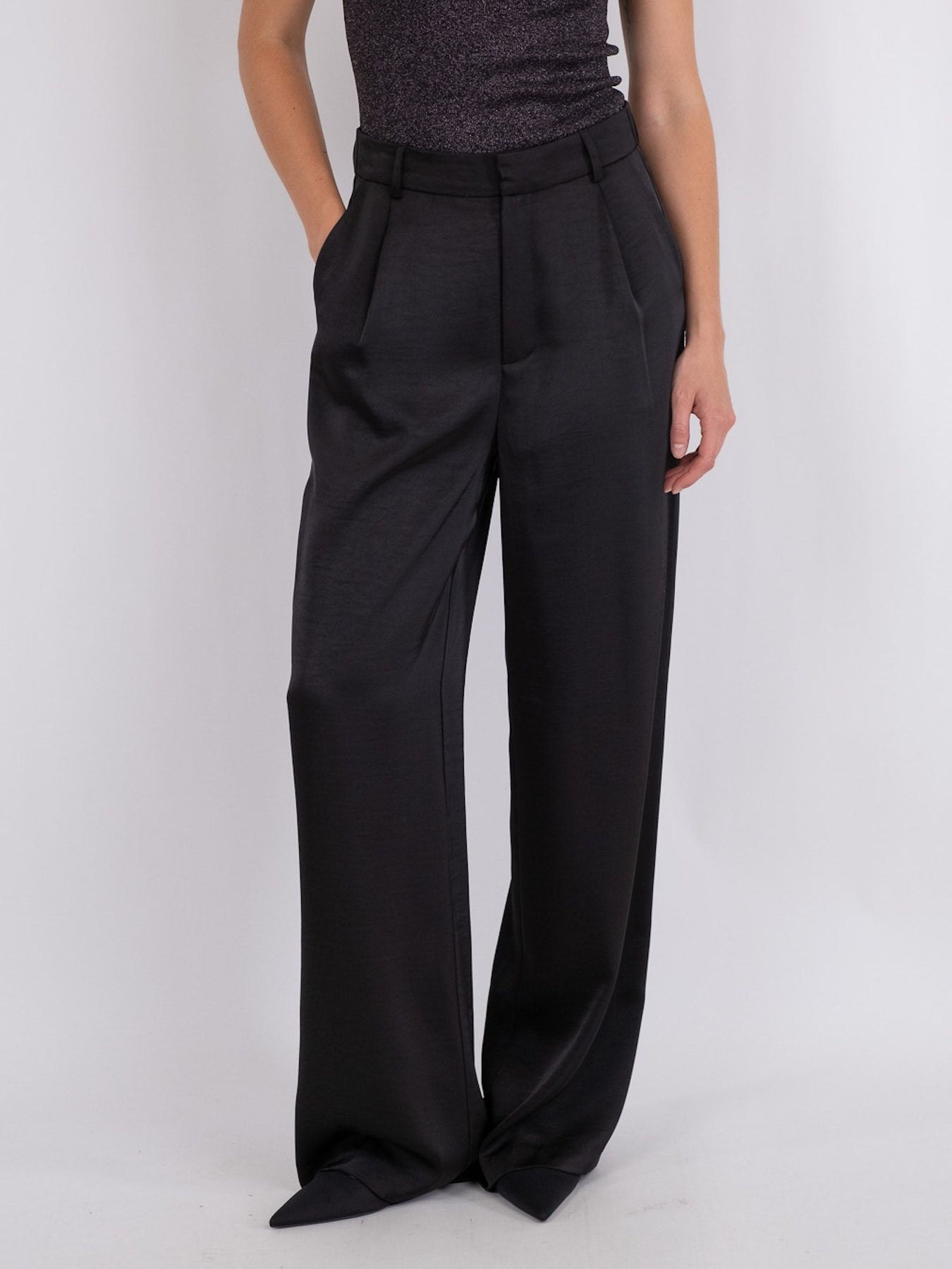 Alessandra Heavy Sateen Pants - Black