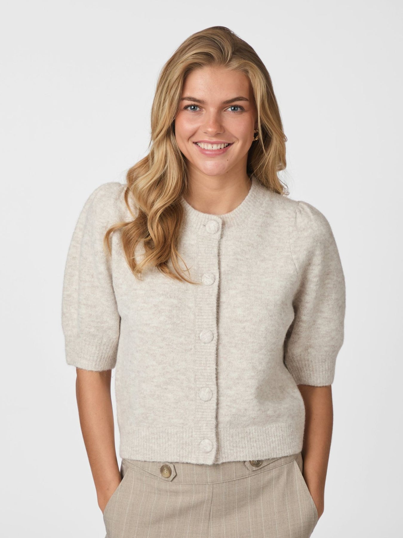 Trudy Knit Cardigan - Beige Melange
