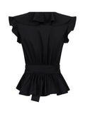 Joseline Poplin Top - Black