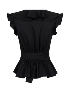 Joseline Poplin Top - Black