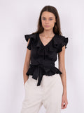 Joseline Poplin Top - Black