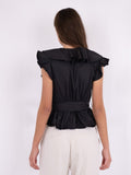 Joseline Poplin Top - Black
