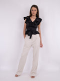 Joseline Poplin Top - Black