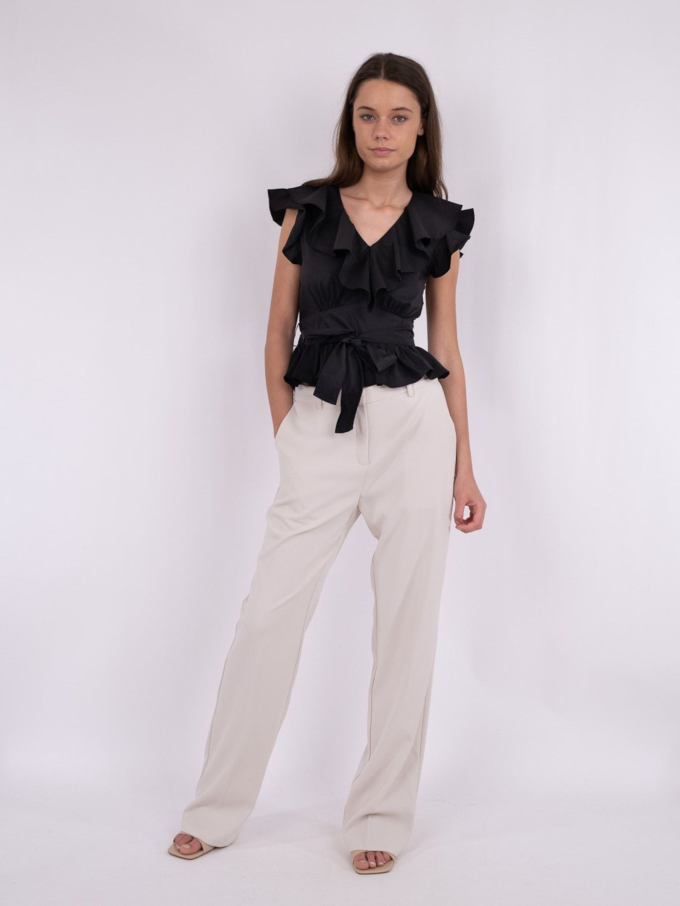 Joseline Poplin Top - Black