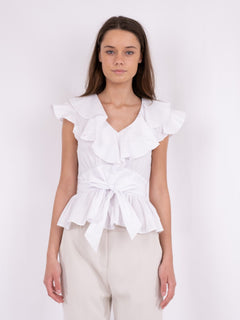 Joseline Poplin Top - White
