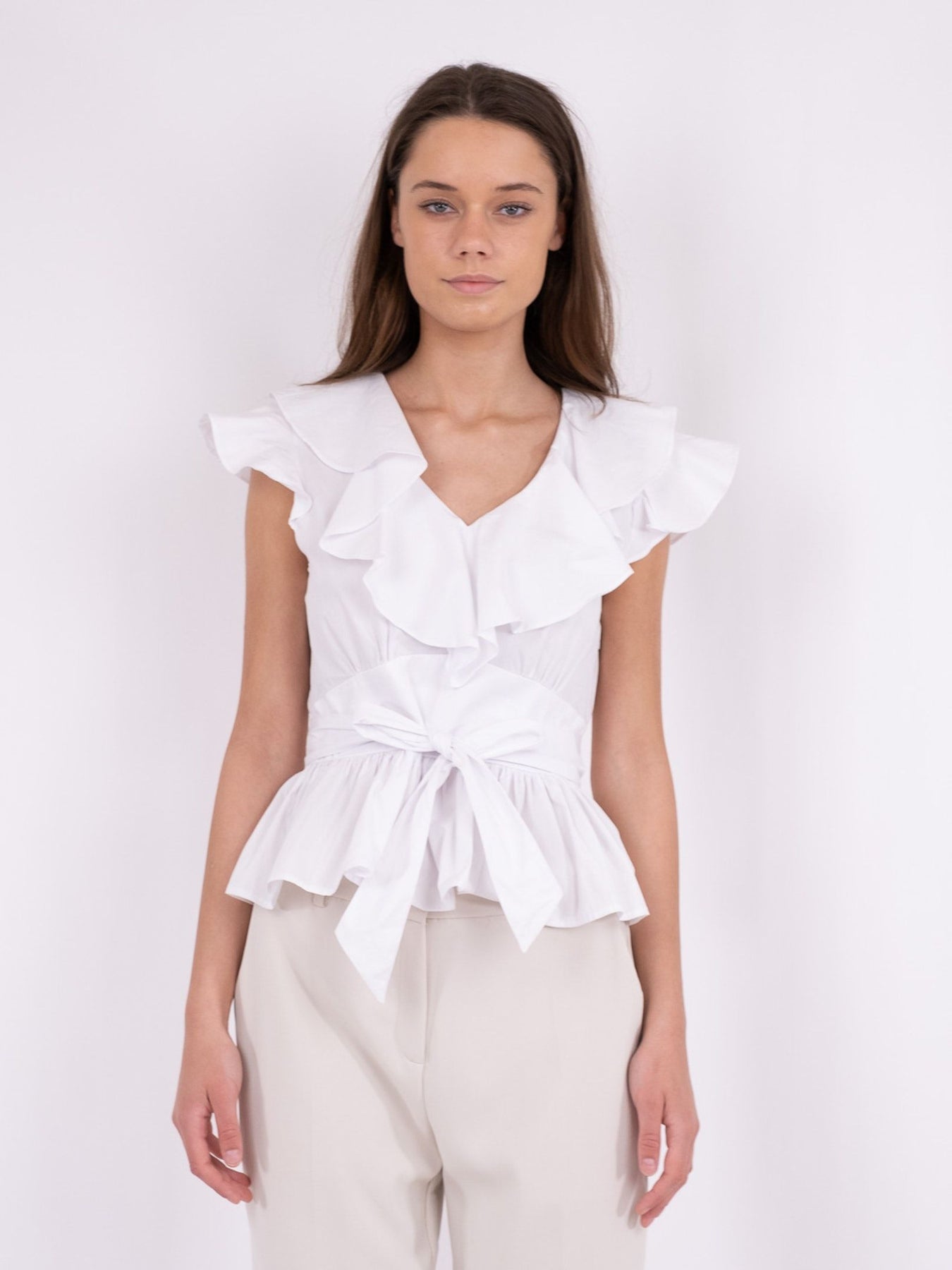 Joseline Poplin Top - White
