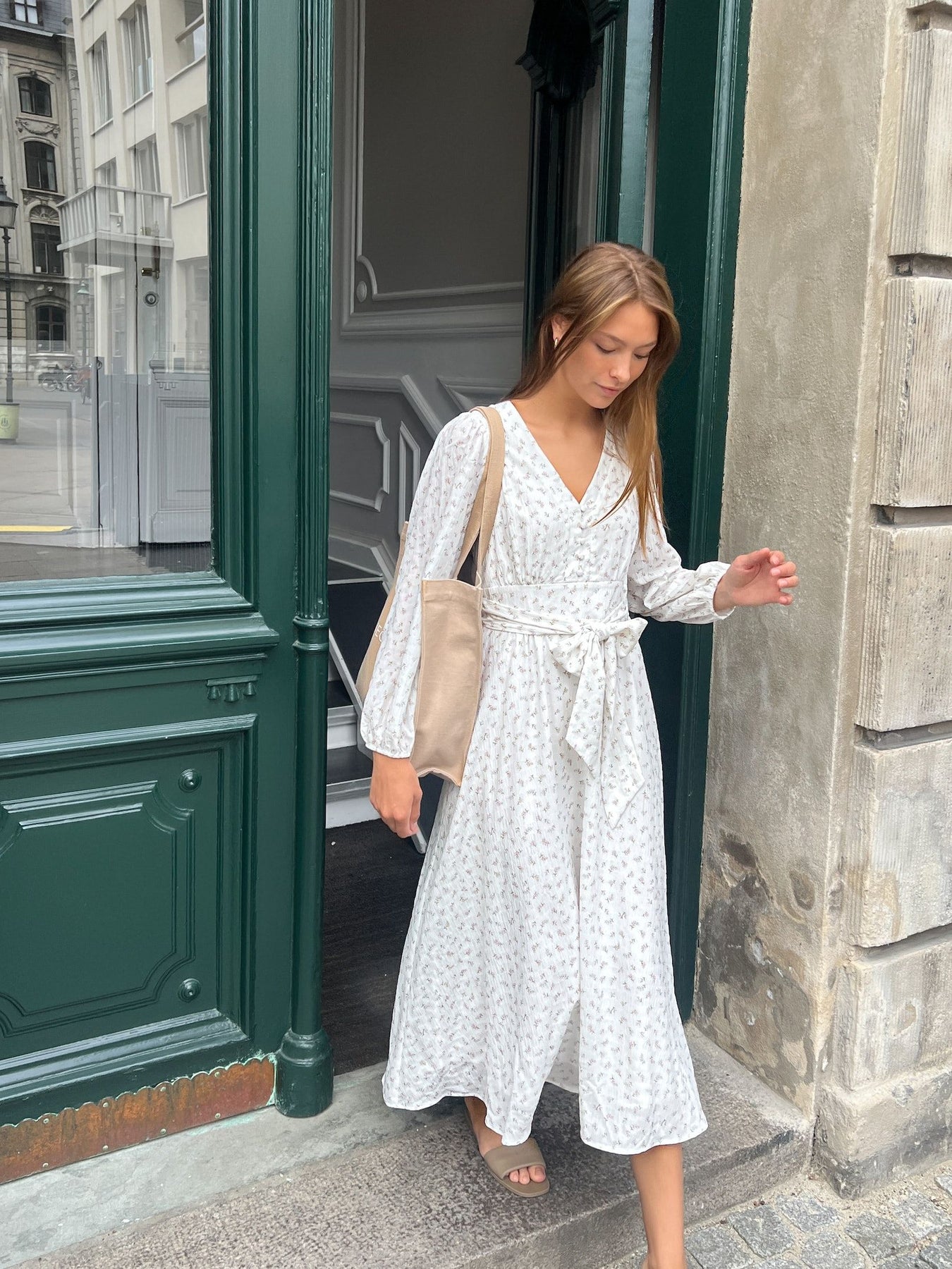 Louise Sheer Flower Dress - Off White