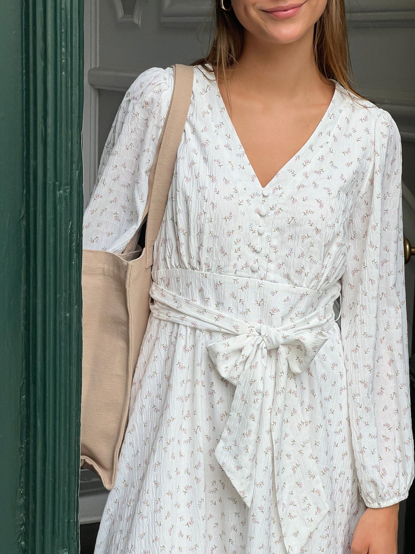 Louise Sheer Flower Dress - Off White