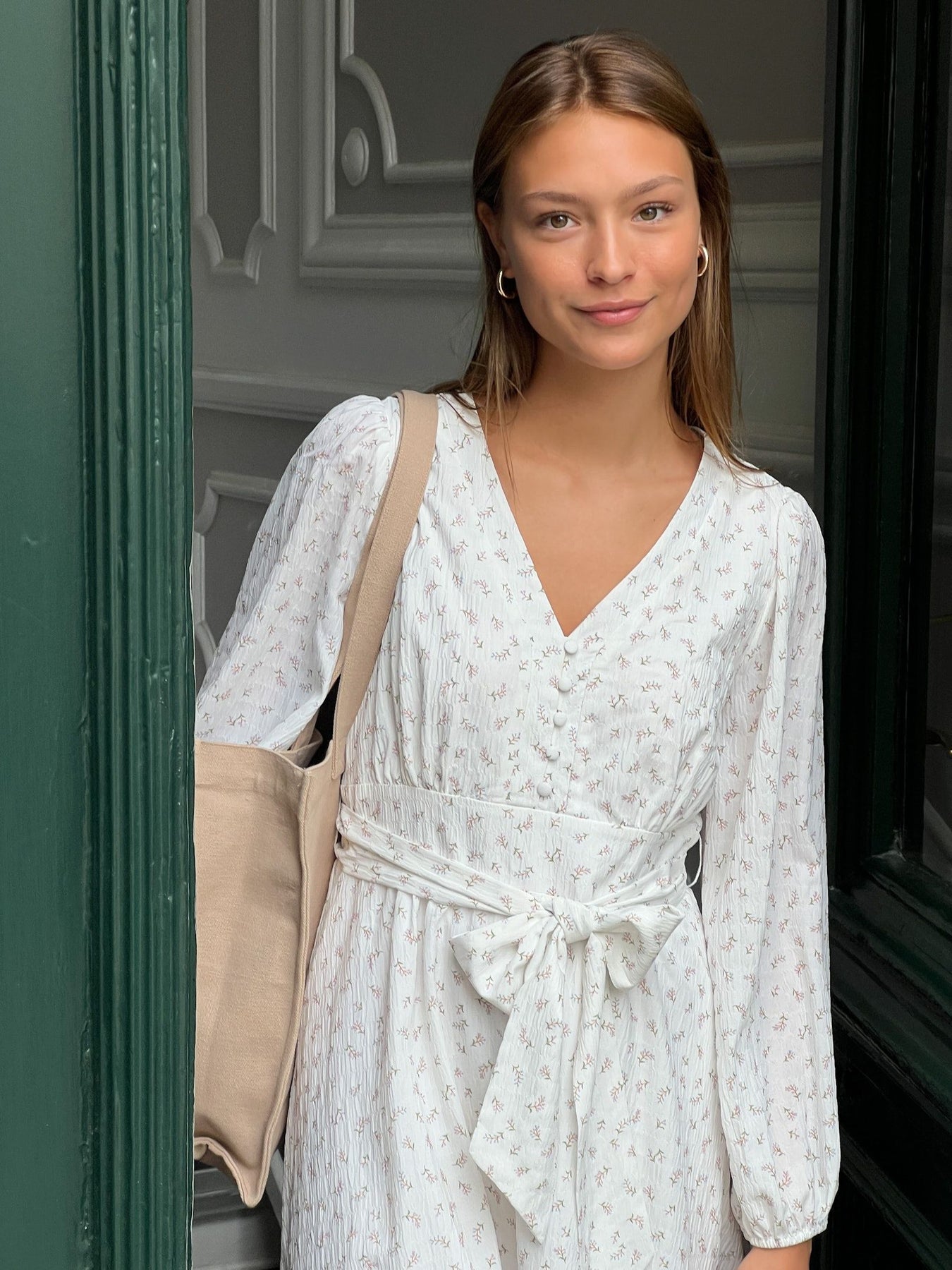 Louise Sheer Flower Dress - Off White