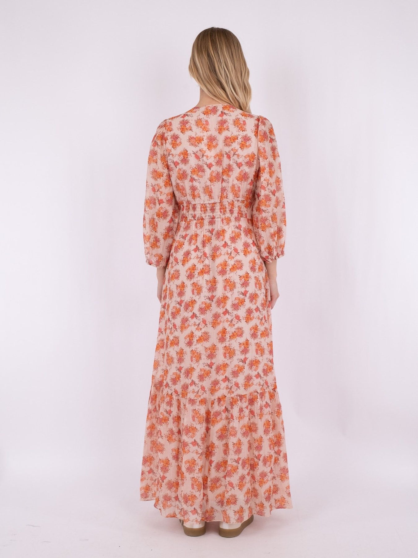 Nilana Vintage Flower Dress - Soft Tangerine