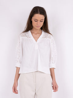 Kita Embroidery Blouse - White