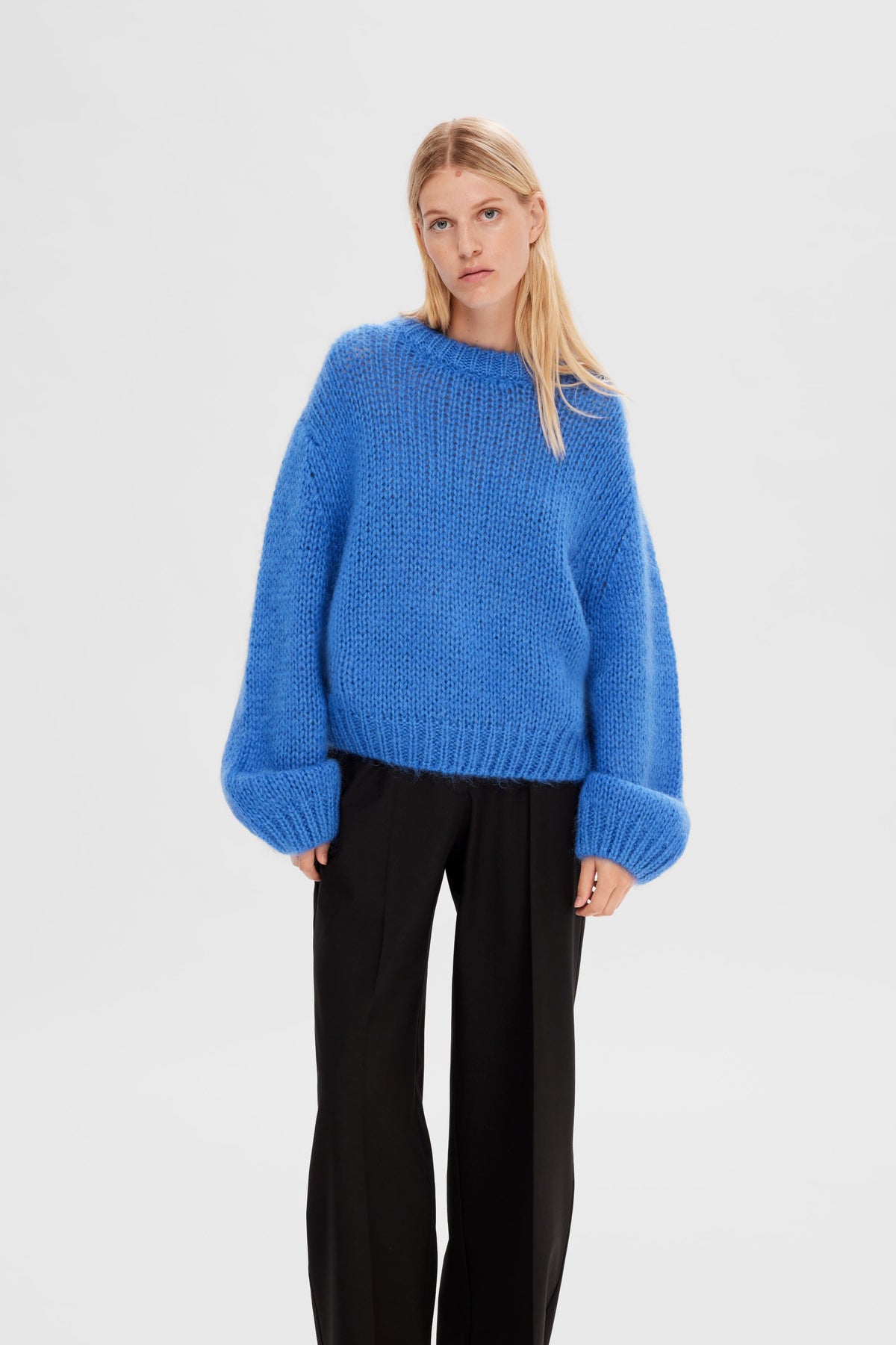 Suanne Ls Knit O-Neck - Nebulas Blue