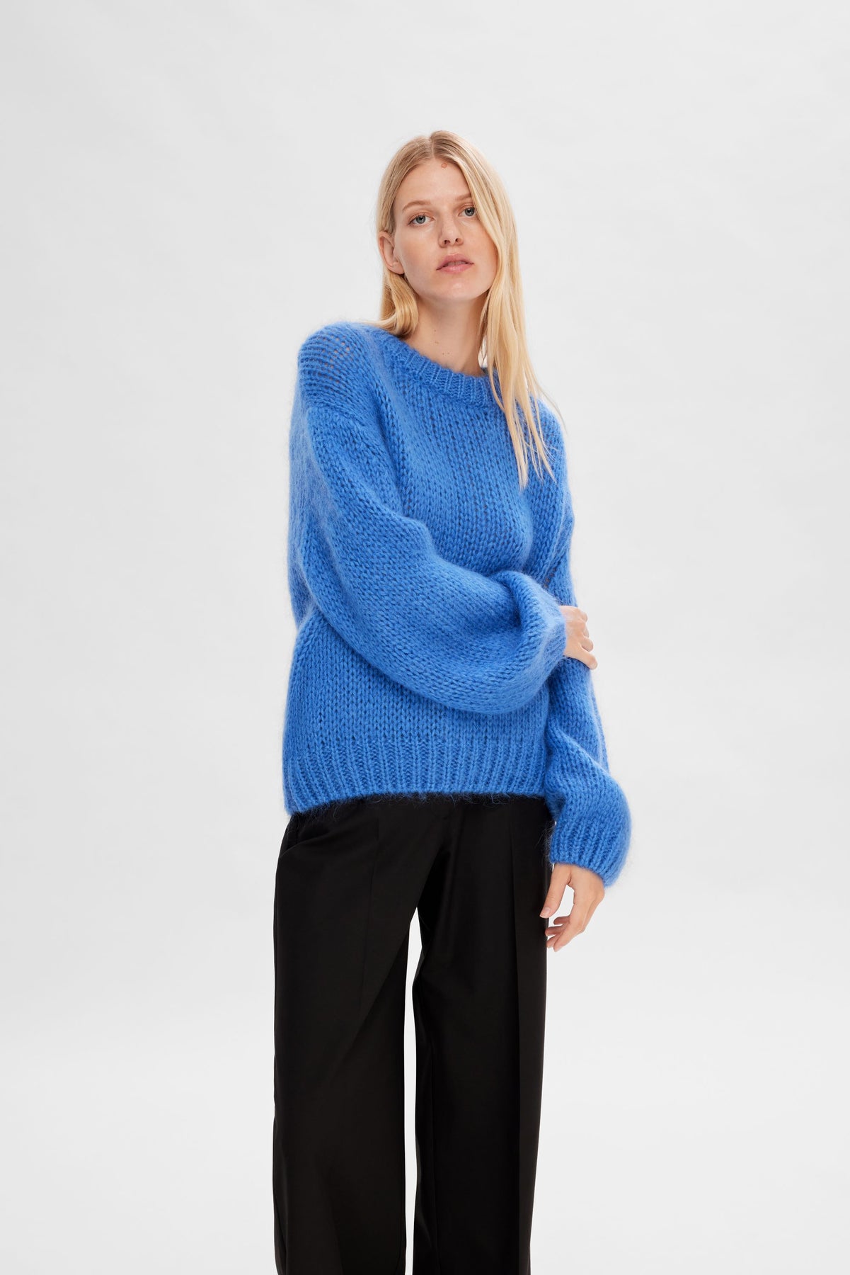 Suanne Ls Knit O-Neck - Nebulas Blue
