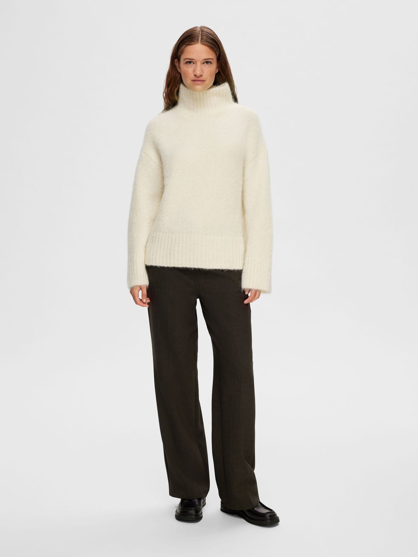 Gabella Ls Knit High-Neck W - Birch Melange