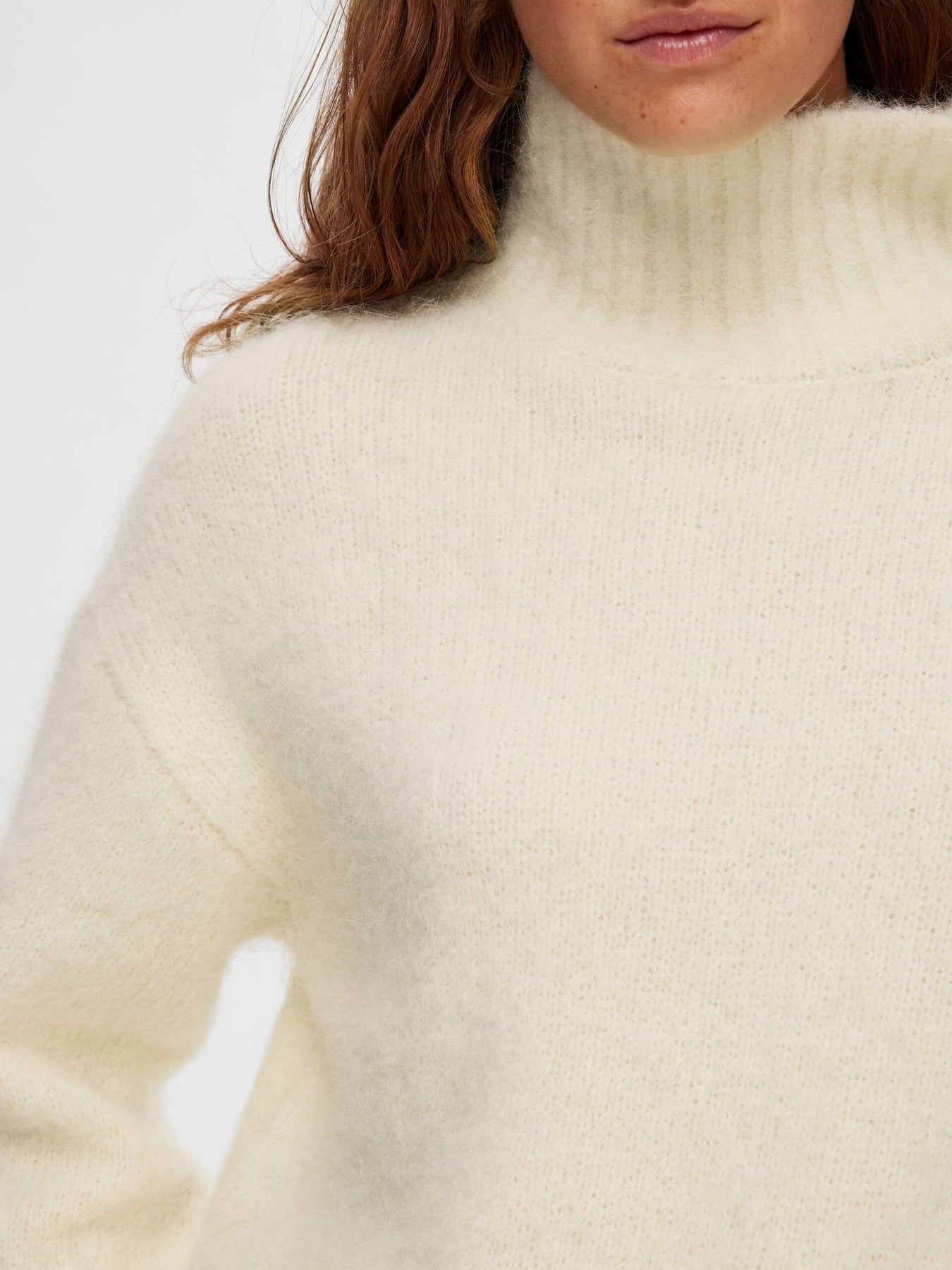 Gabella Ls Knit High-Neck W - Birch Melange