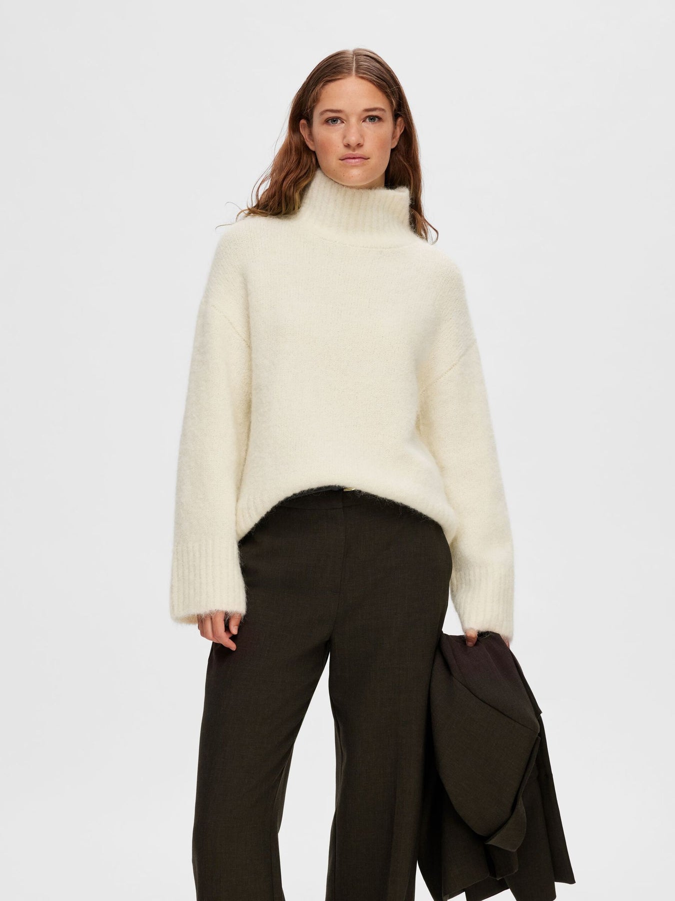 Gabella Ls Knit High-Neck W - Birch Melange