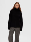 Gabella Ls Knit High-Neck W - Black