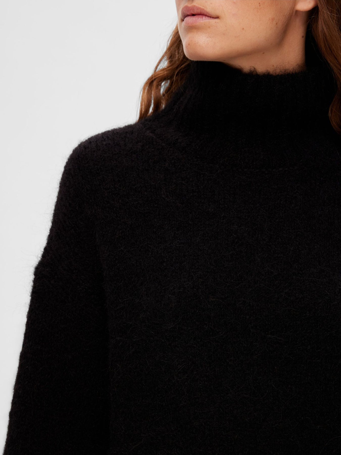 Gabella Ls Knit High-Neck W - Black