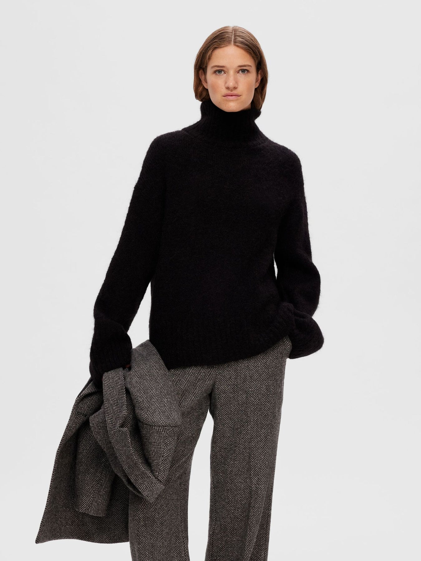 Gabella Ls Knit High-Neck W - Black