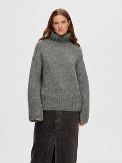 Gabella Ls Knit High-Neck W - Light Grey Melange