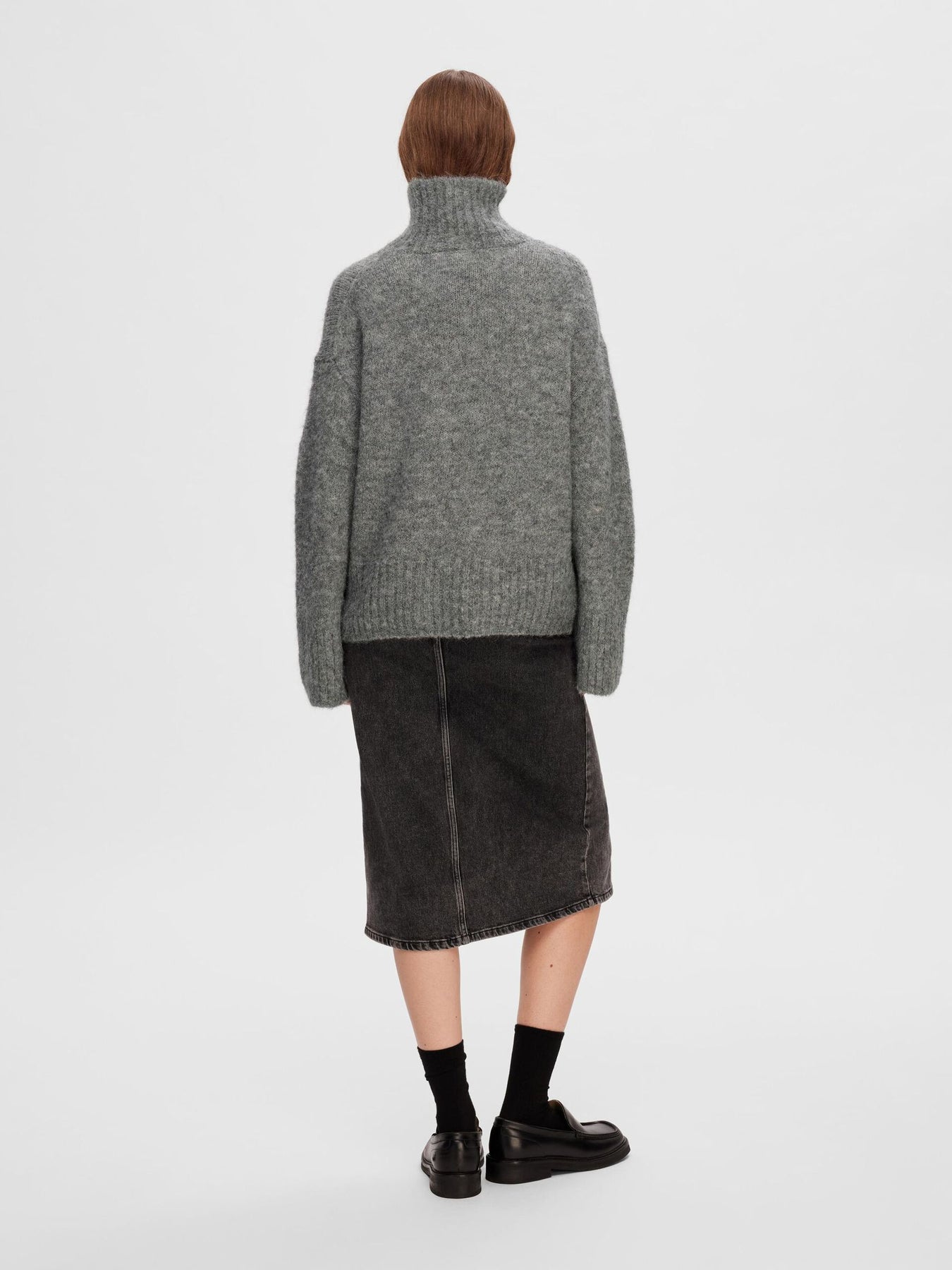 Gabella Ls Knit High-Neck W - Light Grey Melange