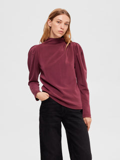 Fenja Ls T-Neck Top - Windsor Wine