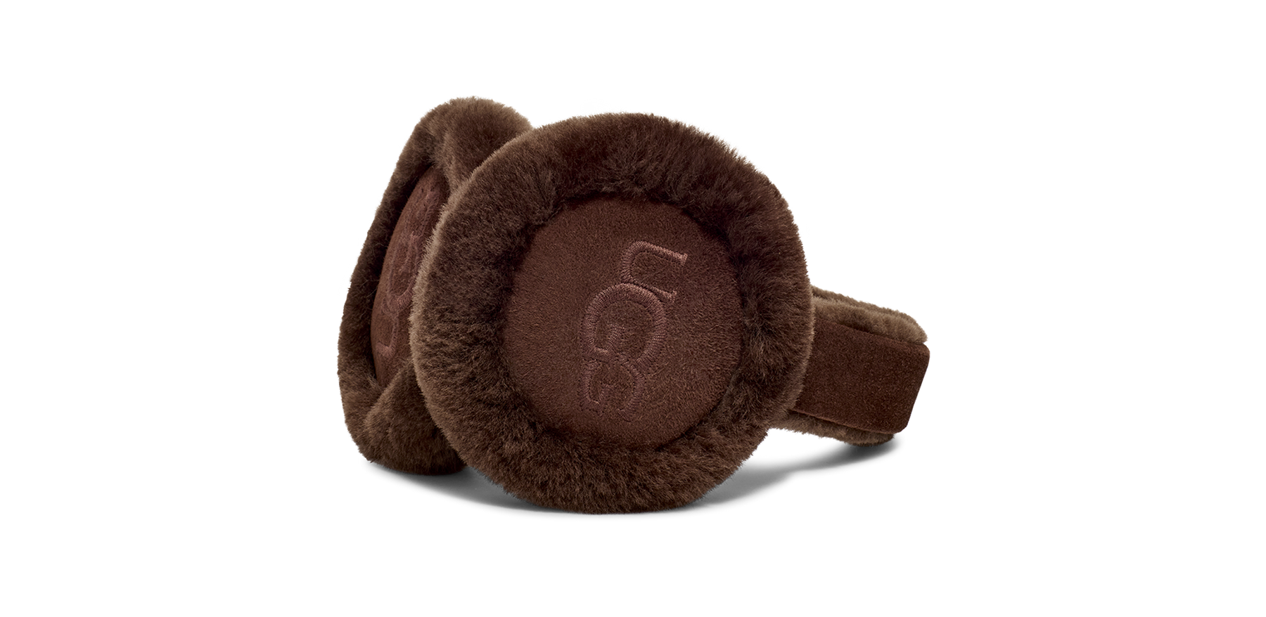 W Sheepskin Embroidery Earmuff - Burnt Cedar