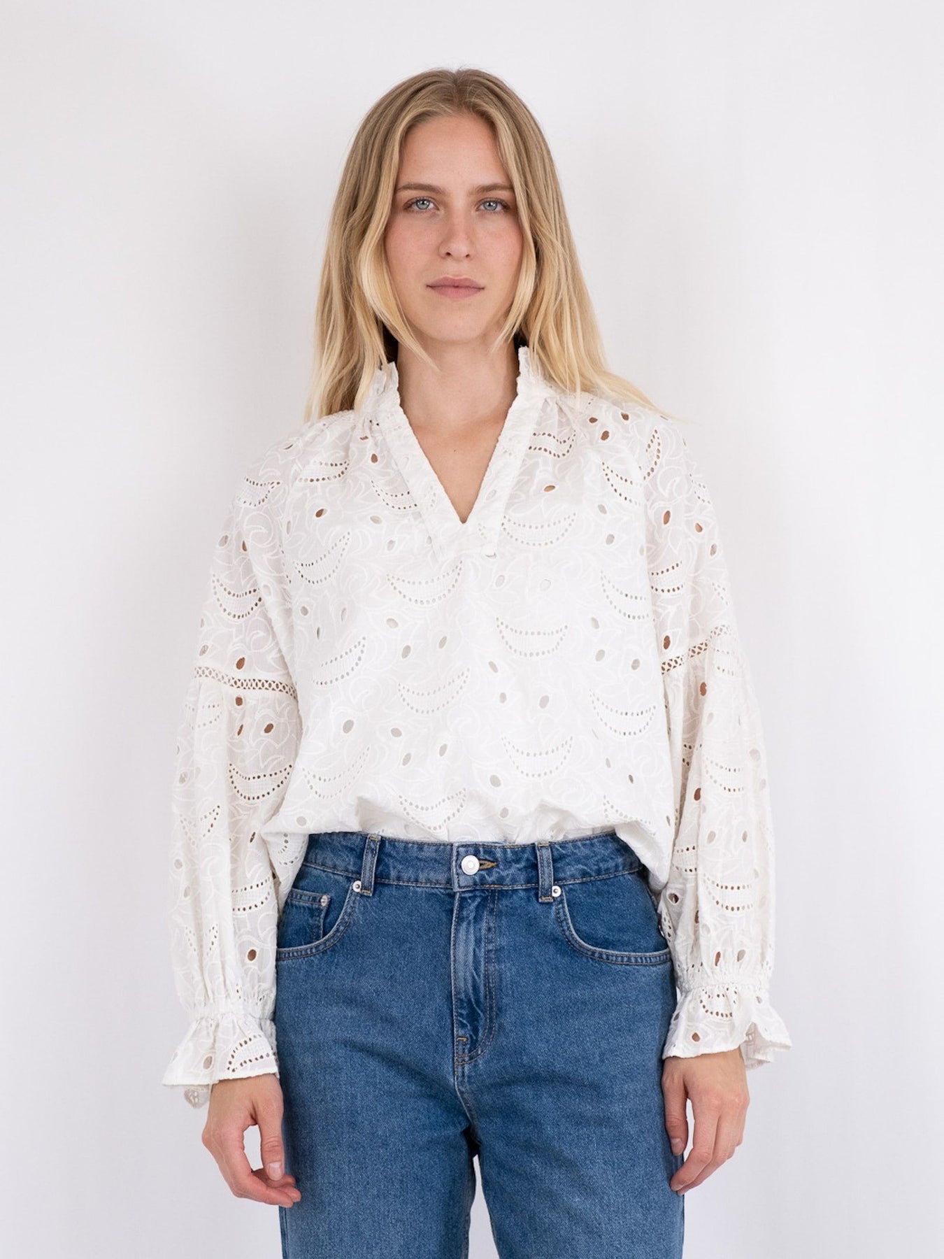 Micah Emb Blouse - White