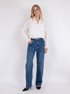 Micah Emb Blouse - White