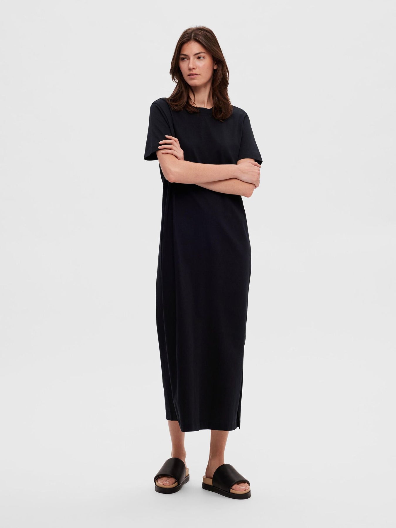 Essential Ss Ankle Tee Dress - Black