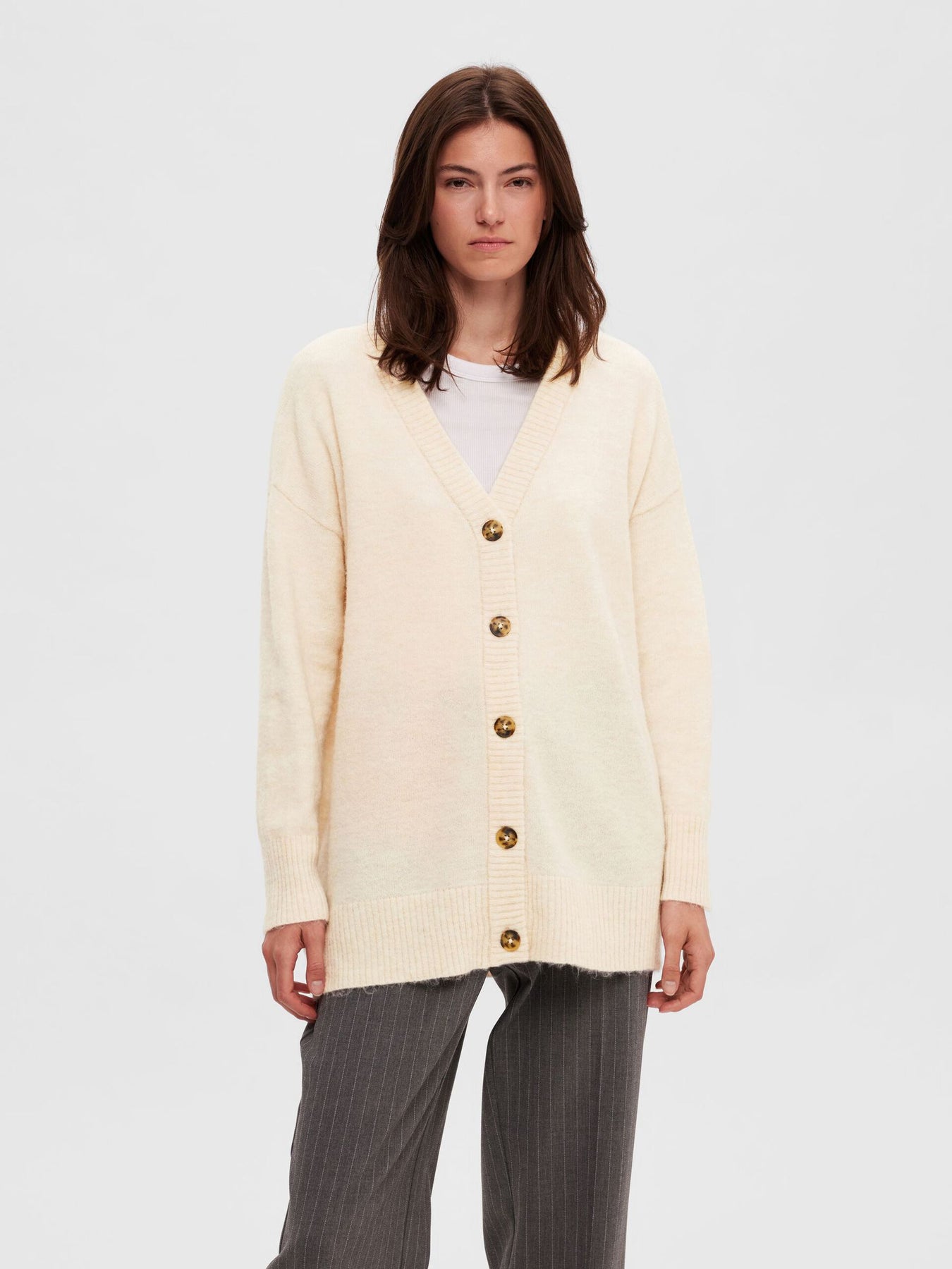 Maline LS Knit Long Cardigan - Birch