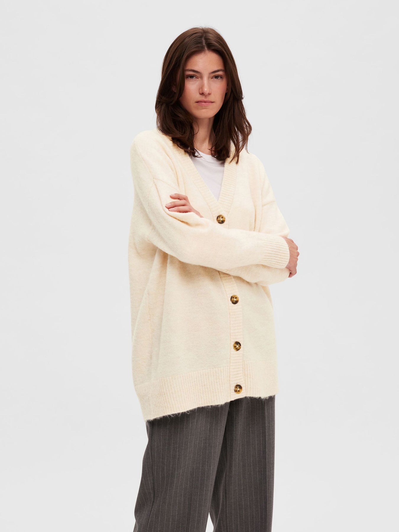 Maline LS Knit Long Cardigan - Birch