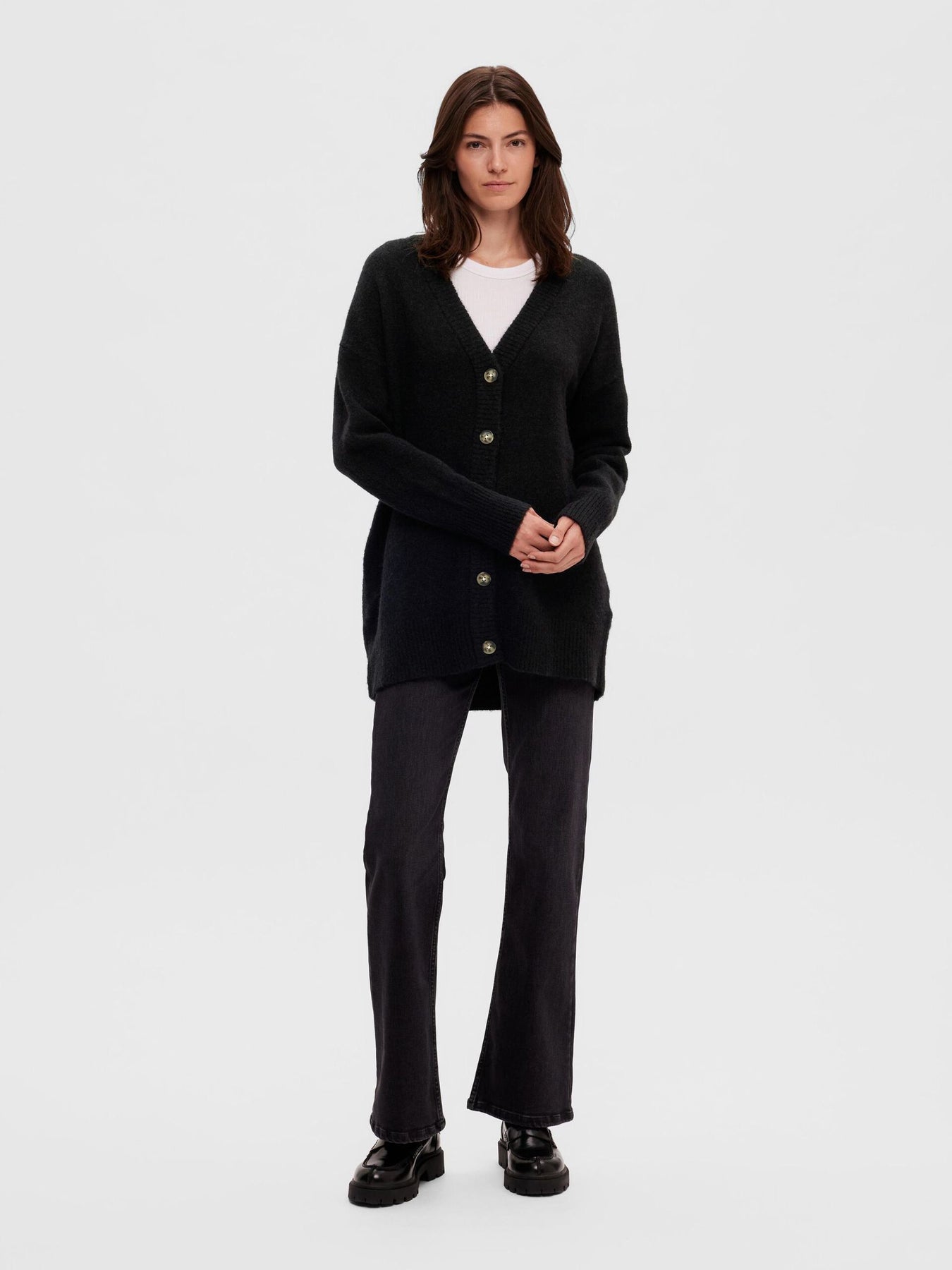 Maline LS Knit Long Cardigan - Black