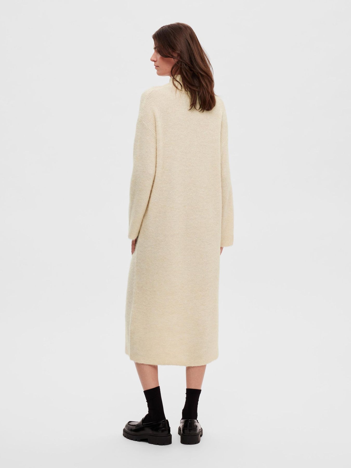 Maline LS Knit Dress High Neck - Birch