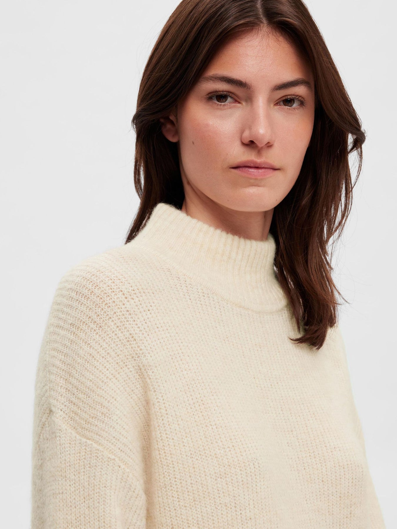 Maline LS Knit Dress High Neck - Birch
